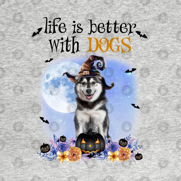 Husky Witch Hat Life Is Better With Dogs Halloween by cyberpunk art